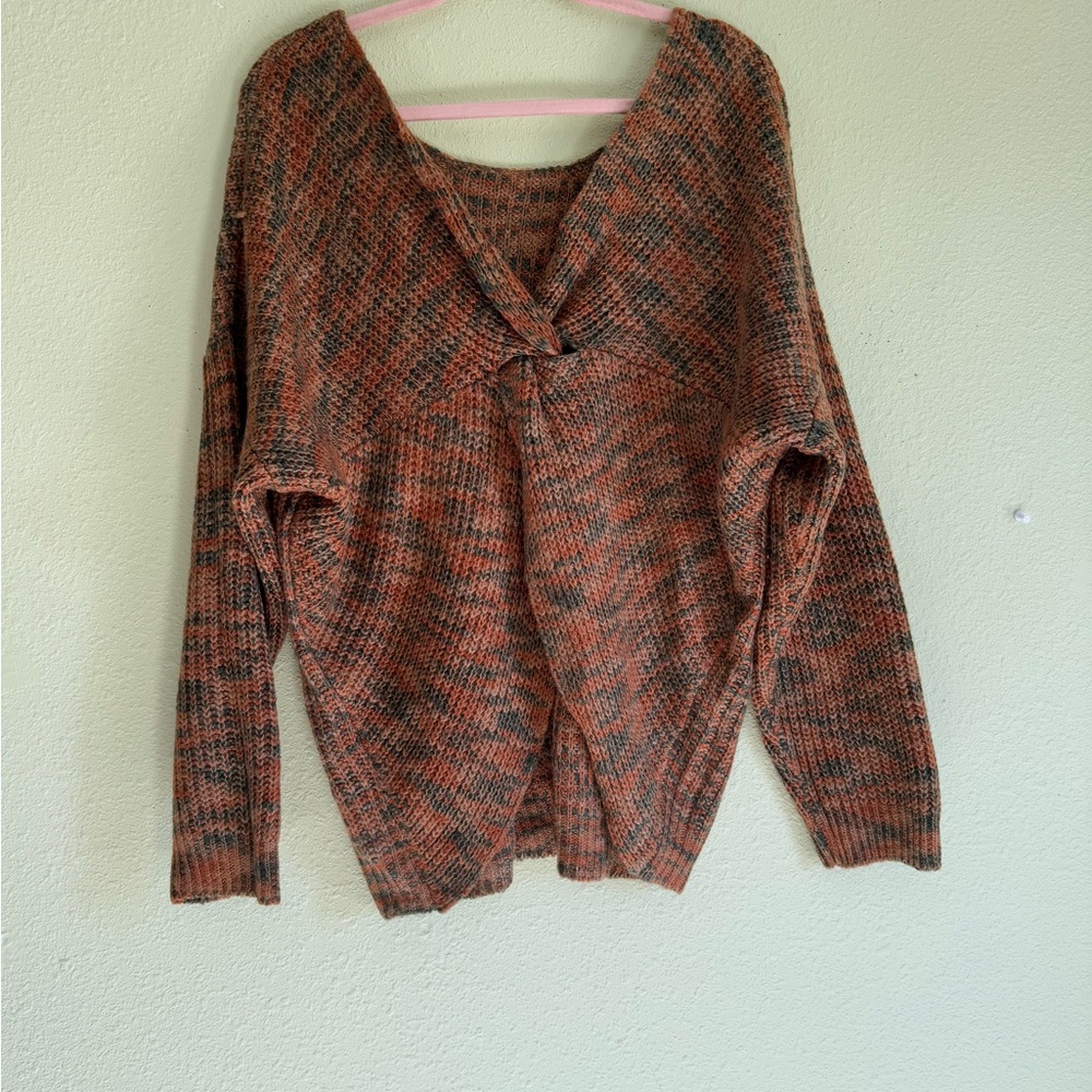Women's Knitted Sweater - Orange and Black